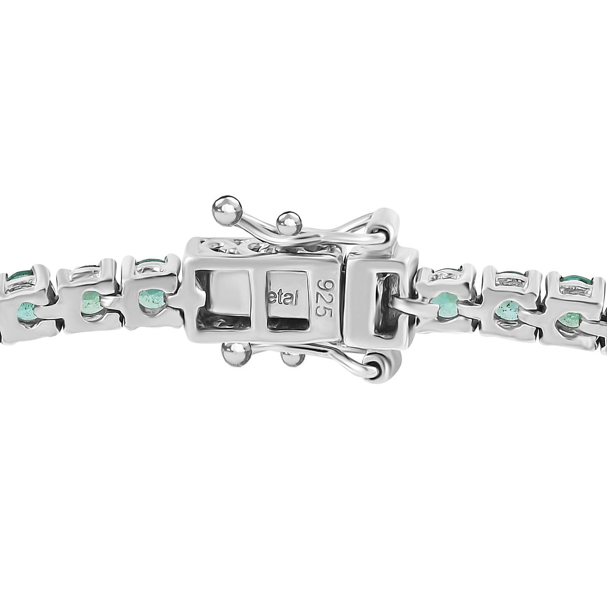 AAA Gemfields Zambian Emerald Bracelet (Size - 7) in Rhodium Overlay Sterling Silver 7963177 3