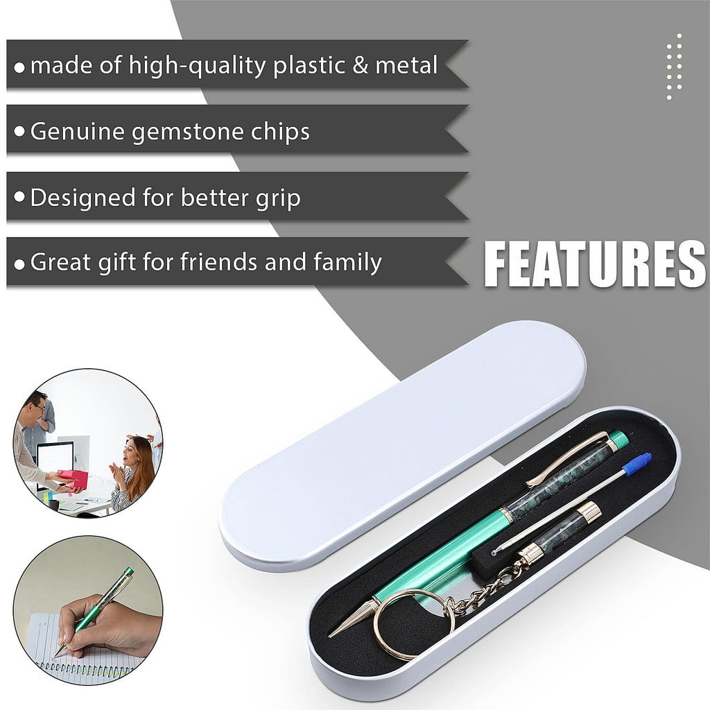 Emerald Filled Pen with Keychain and Extra Refill