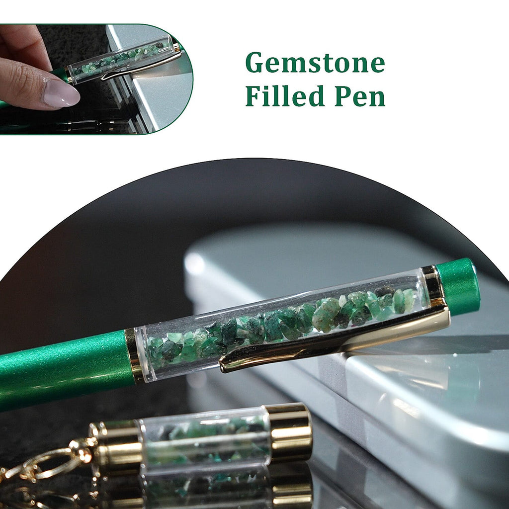 Emerald Filled Pen with Keychain and Extra Refill