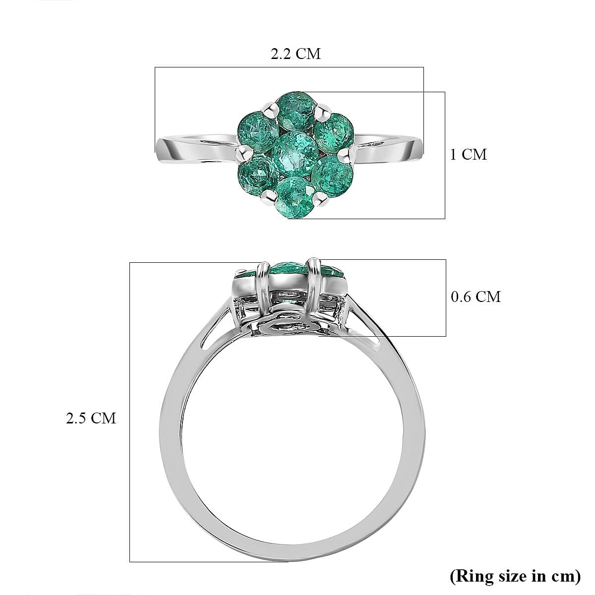 AAA Gemfields Emerald Floral Ring in Platinum Overlay Sterling Silver 7572923 5