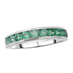 Emerald Half Eternity Band Ring in Platinum Overlay Sterling Silver 1.00 Ct.