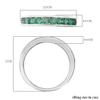 Emerald Half Eternity Band Ring in Platinum Overlay Sterling Silver 1.00 Ct.