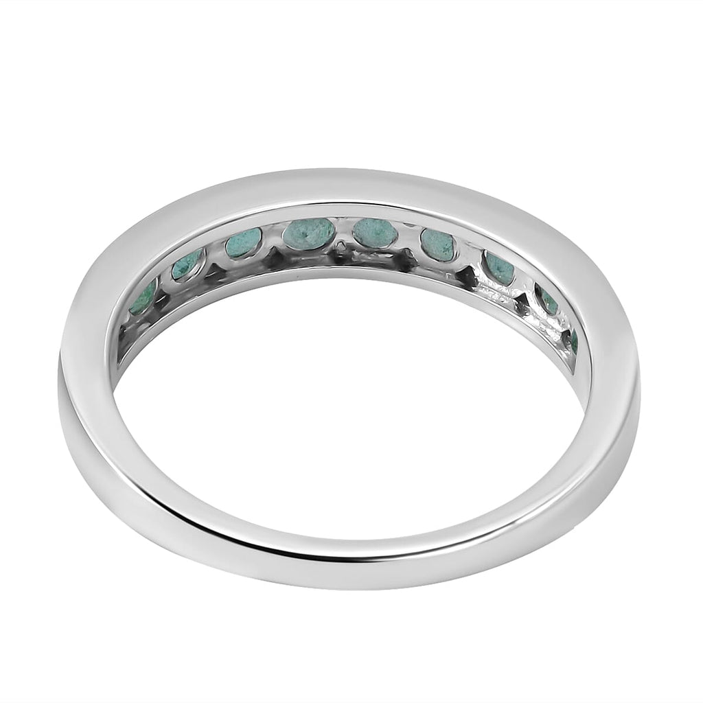 Emerald Half Eternity Band Ring in Platinum Overlay Sterling Silver 1.00 Ct.