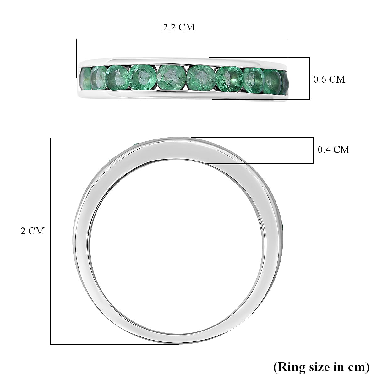Emerald Half Eternity Wedding Band Ring in Rhodium Overlay Sterling Silver 1.00 Ct. 7003730 11