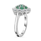 AAA Gemfields Emerald & Moissanite Cluster Ring in Platinum Overlay Sterling Silver 1.17 Ct