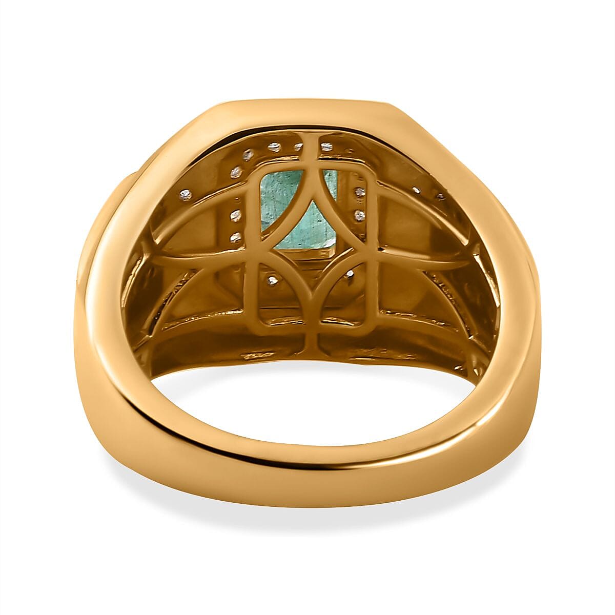 Mega Deal - AAA Gemfields Zambian Emerald &amp; Moissanite Ring in 18K Vermeil Yellow Gold Plated Sterling Silver 1.56 Ct, Silver Wt. 8.17 Gms 7740263 4