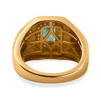 Mega Deal - AAA Gemfields Zambian Emerald & Moissanite Ring in 18K Vermeil Yellow Gold Plated Sterling Silver 1.56 Ct, Silver Wt. 8.17 Gms