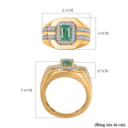 Mega Deal - AAA Gemfields Zambian Emerald & Moissanite Ring in 18K Vermeil Yellow Gold Plated Sterling Silver 1.56 Ct, Silver Wt. 8.17 Gms