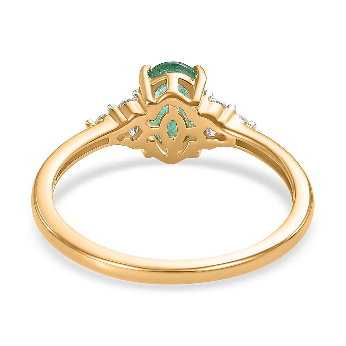 Emerald, Moissanite Ring in 18K Vermeil Yellow Gold Plated Sterling Silver, 0.895  Ct. 7763190 4