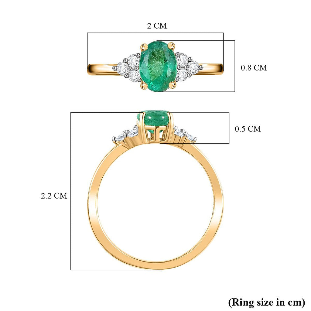 Emerald & Moissanite Ring in Vermeil YG Sterling Silver 0.98 ct