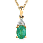 Emerald &  Moissanite Pendant with Chain (Size 20) in Vermeil YG Sterling Silver