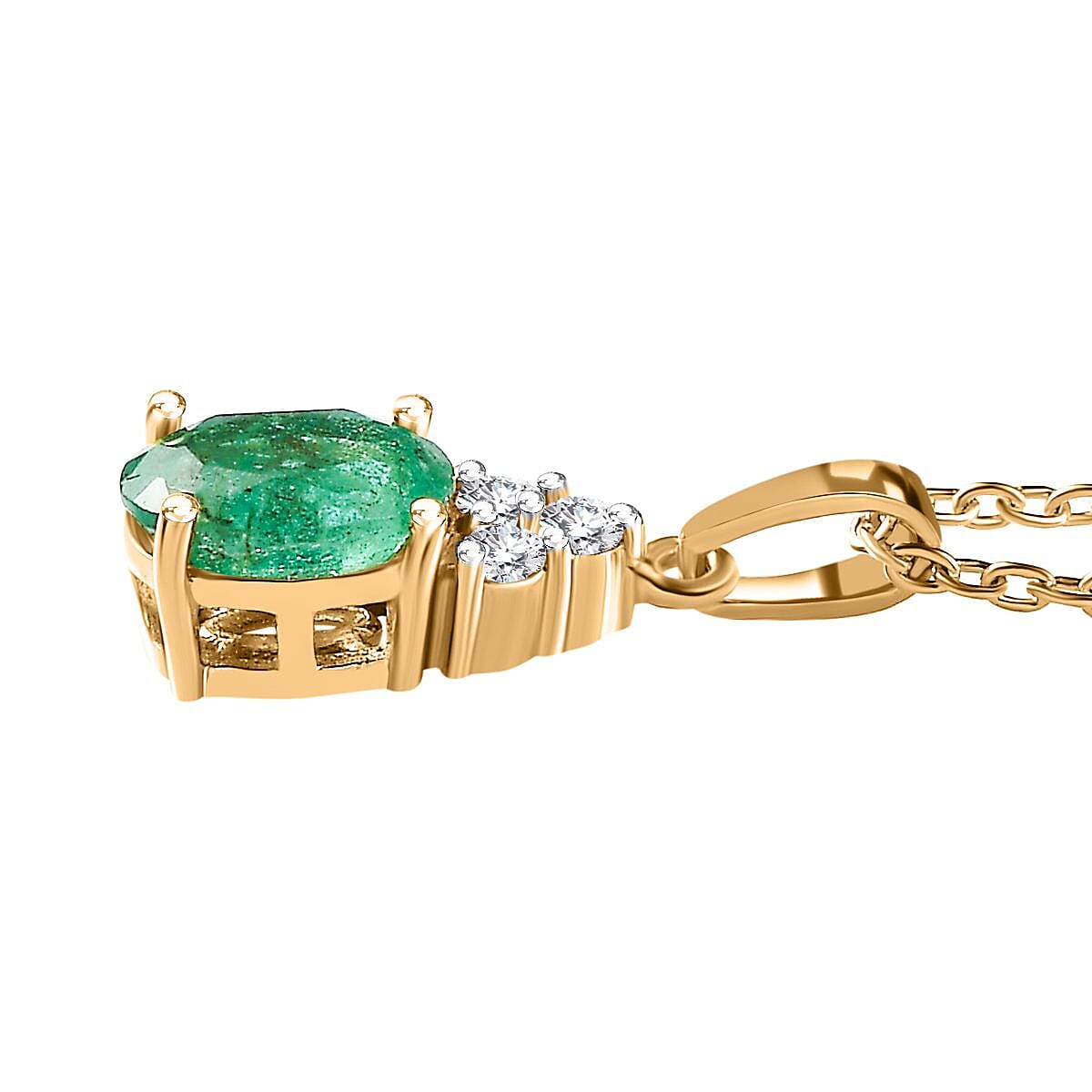 Emerald,  Moissanite Pendant with Chain (Size 20) in 18K Vermeil YG Plated Sterling Silver 0.890  Ct. 4266878 4