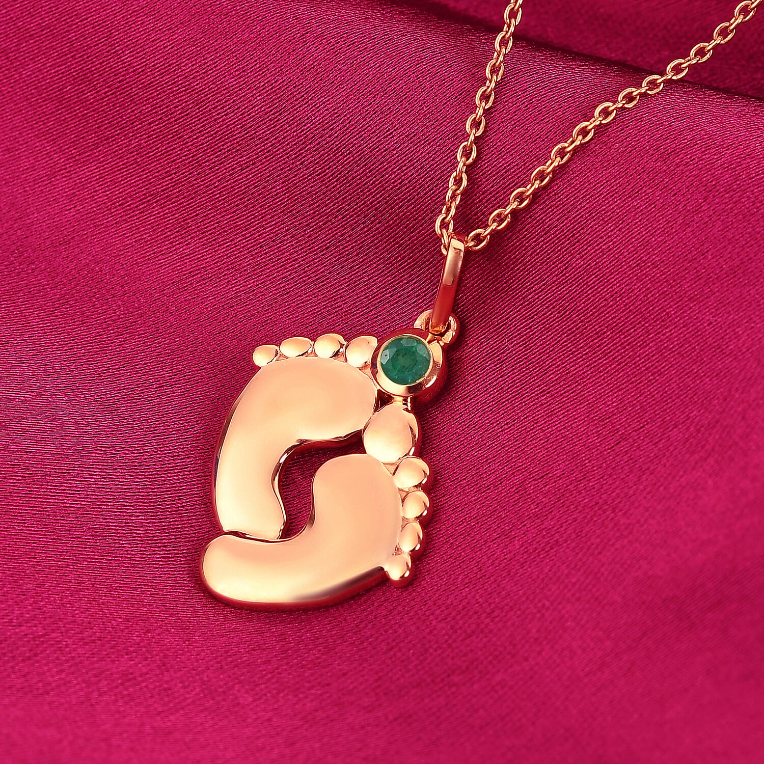 Emerald Pendant With Chain in Rose Gold Plated Sterling Silver 3629380 2