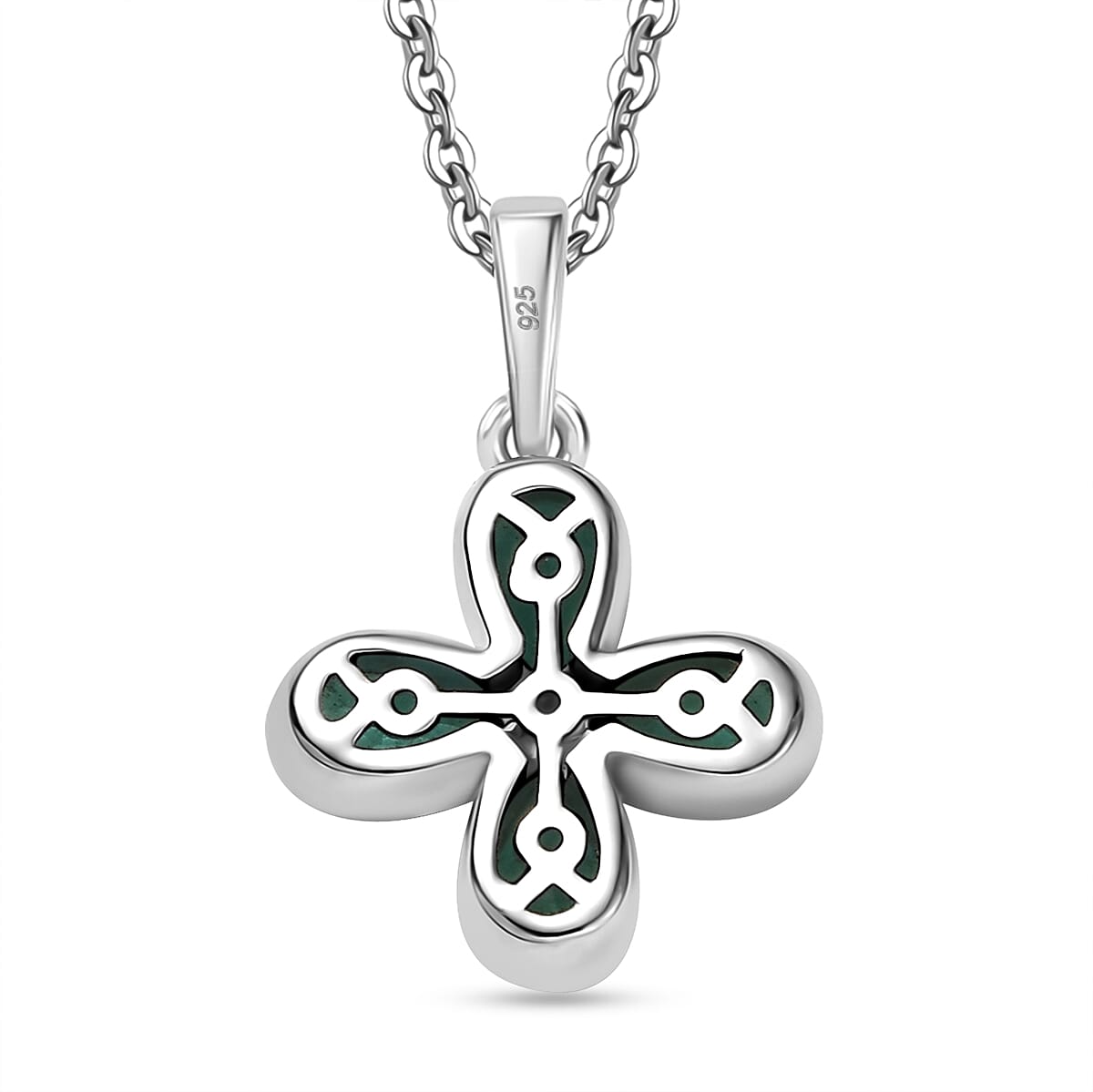 AAA Gemfields Emerald Pendant with Chain (Size 20) in Rhodium Overlay Sterling Silver 0.77 Ct. 4370276 5