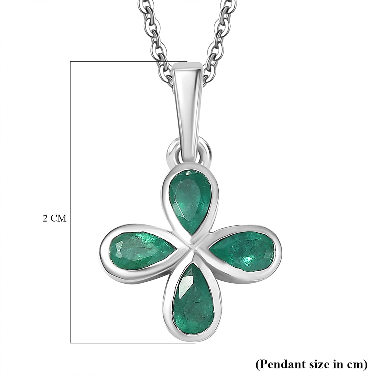 AAA Gemfields Emerald Pendant with Chain (Size 20) in Rhodium Overlay Sterling Silver 0.77 Ct. 4370276 6