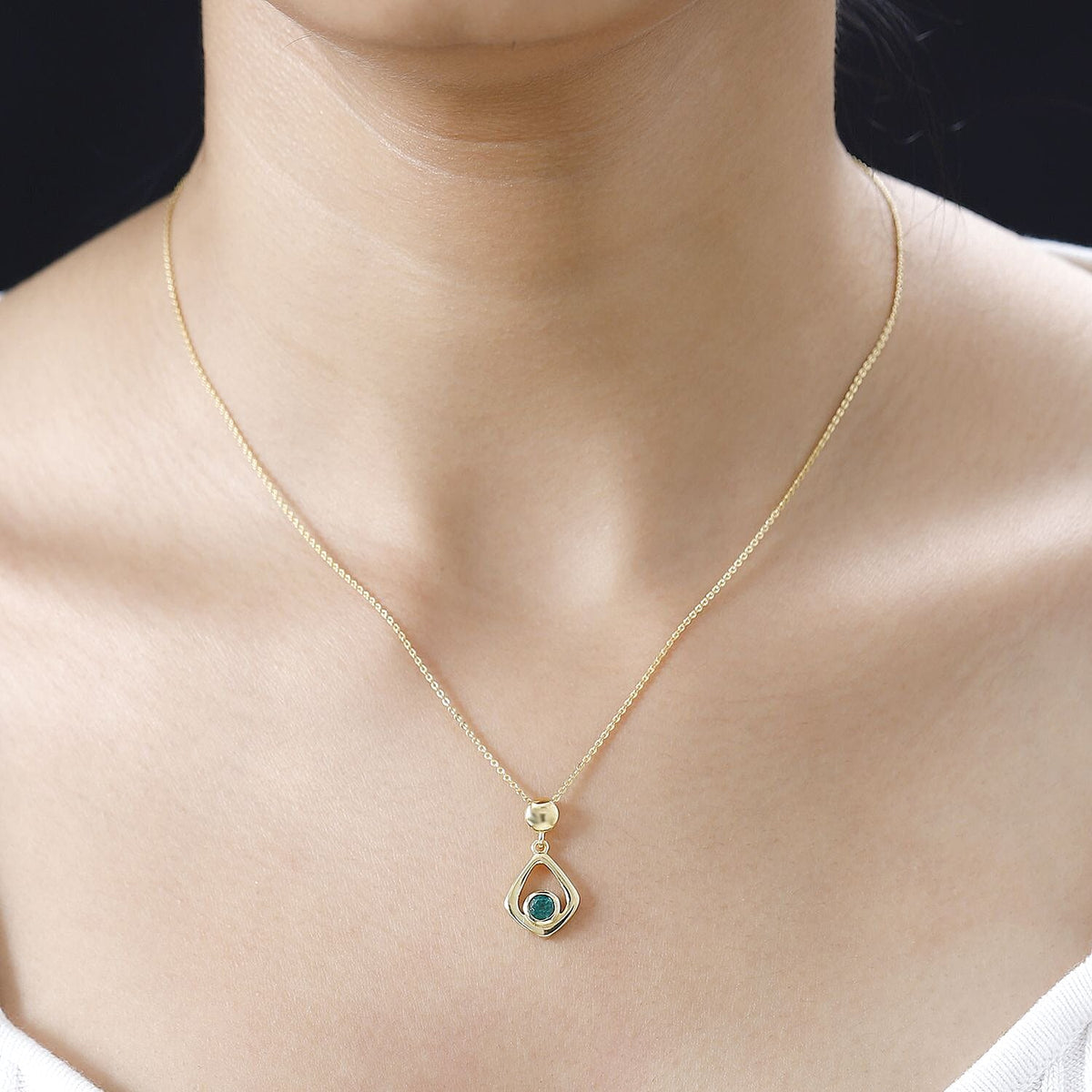 AAA Gemfields Emerald Pendant with Chain (Size 20) in 18K Gold Vermeil Sterling Silver 4264309 1