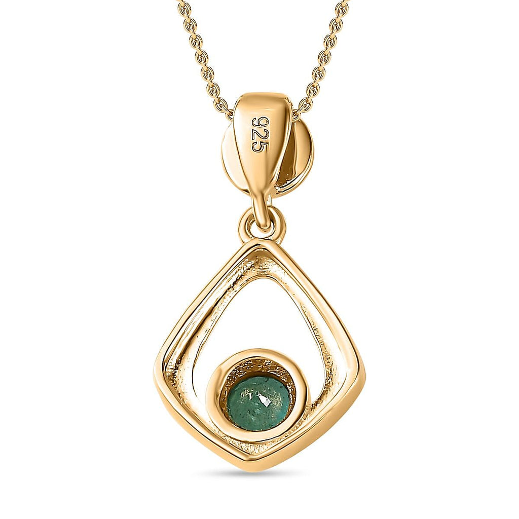 AAA Gemfields Emerald Pendant with Chain (Size 20) in 18K Gold Vermeil Sterling Silver