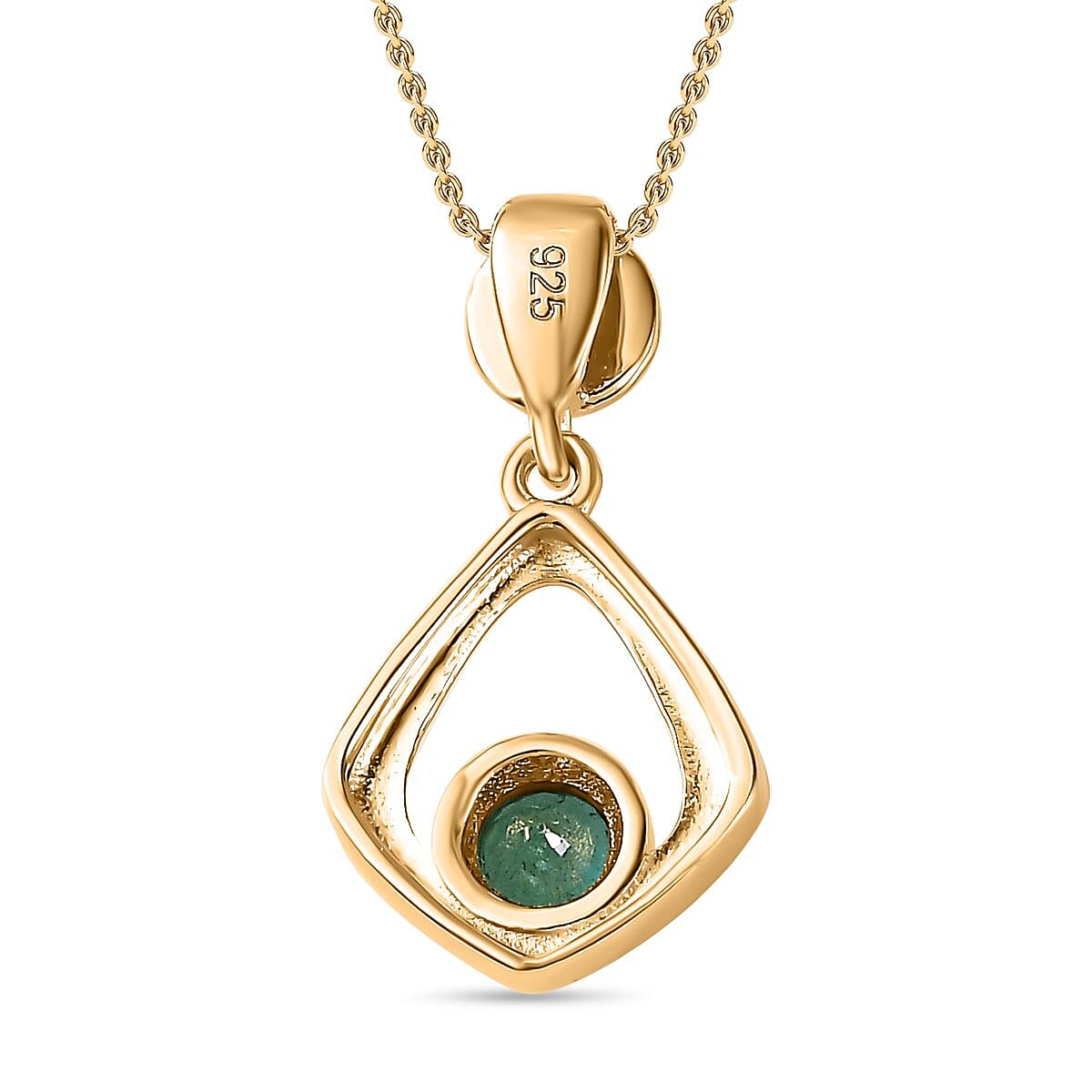 AAA Gemfields Emerald Pendant with Chain (Size 20) in 18K Gold Vermeil Sterling Silver 4264309 4
