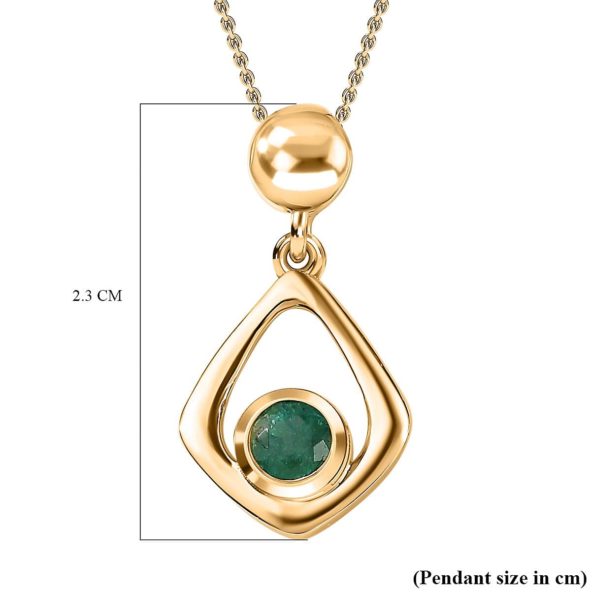 AAA Gemfields Emerald Pendant with Chain (Size 20) in 18K Gold Vermeil Sterling Silver 4264309 6