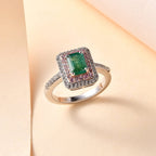 AAA Gemfields Zambian Emerald, Pink Sapphire and Natural Zircon Ring in sterling Silver 1.70 Ct.
