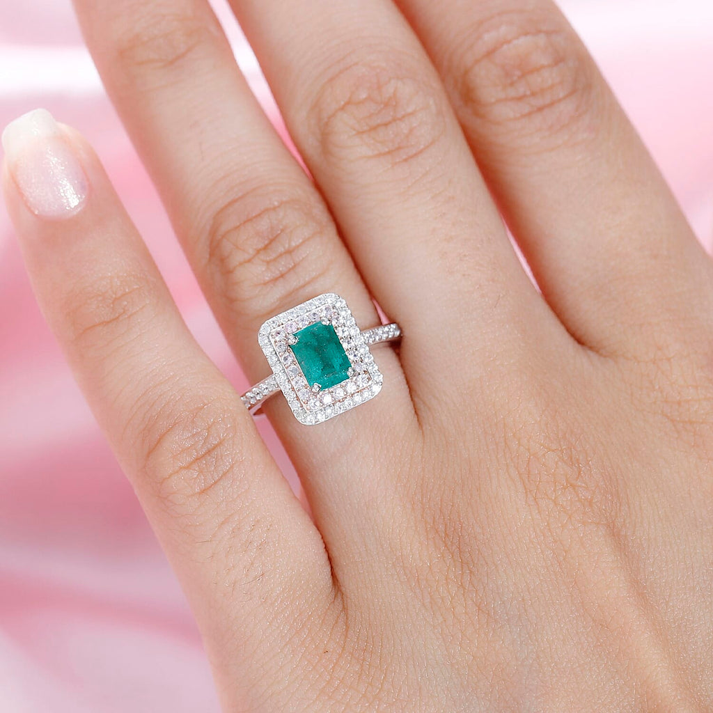 AAA Gemfields Zambian Emerald, Pink Sapphire and Natural Zircon Ring in sterling Silver 1.70 Ct.
