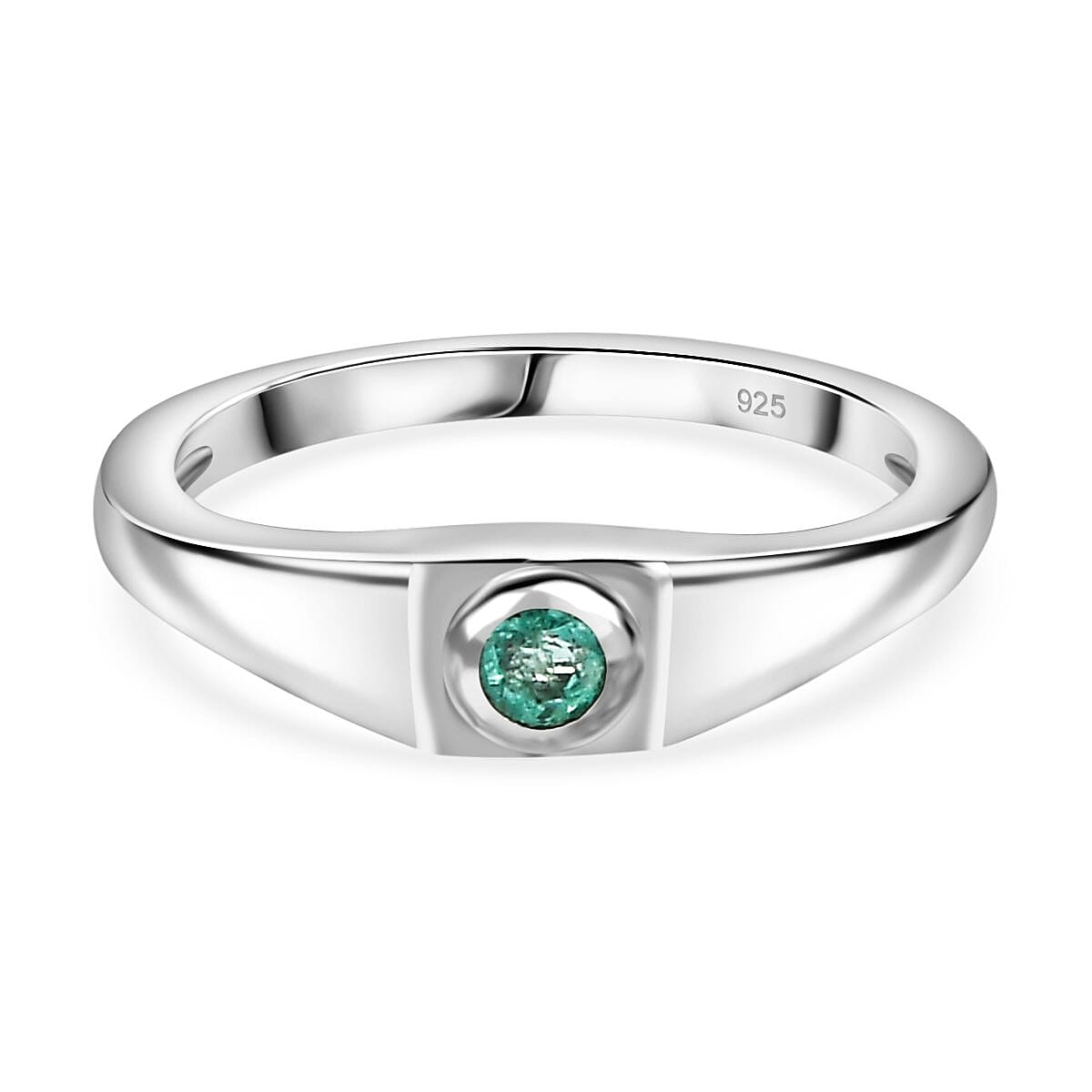 Emerald Solitaire Ring in Platinum Overlay Sterling Silver 7814590 0