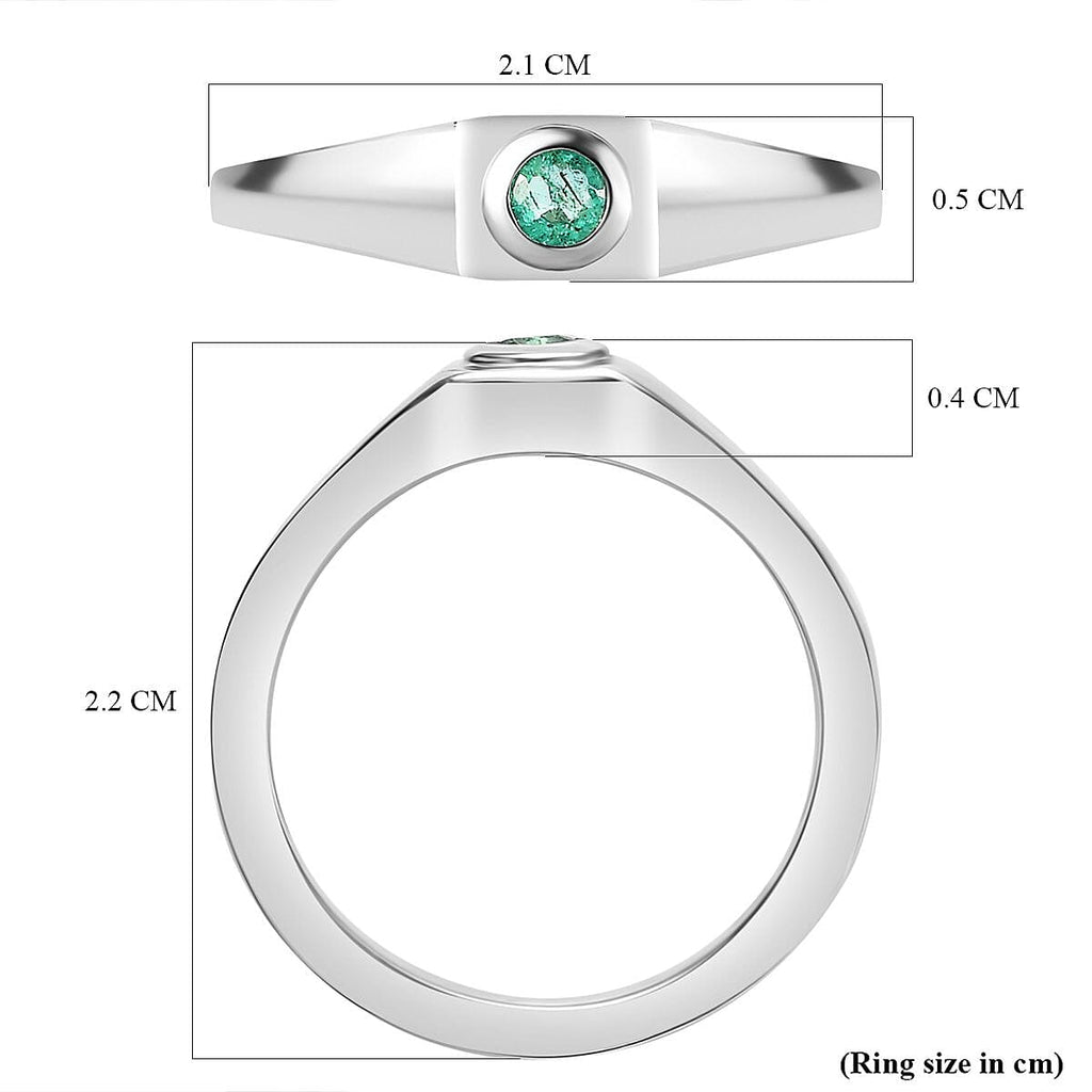 Emerald Solitaire Ring in Platinum Overlay Sterling Silver