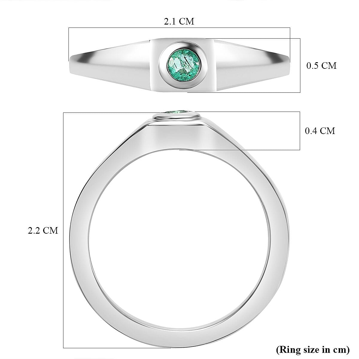 Emerald Solitaire Ring in Platinum Overlay Sterling Silver 7814590 4