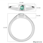 Emerald Solitaire Ring in Platinum Overlay Sterling Silver