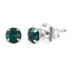 Emerald Swarovski Crystal Sterling Silver Solitaire Earring with Push Back