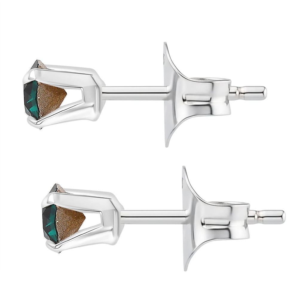 Emerald Swarovski Crystal Sterling Silver Solitaire Earring with Push Back