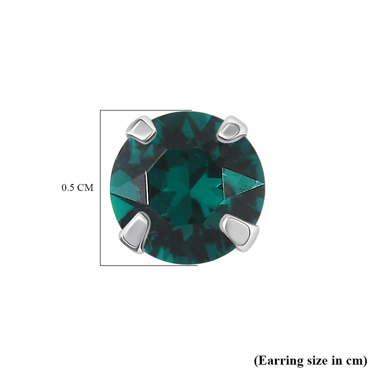 Emerald Swarovski Crystal Sterling Silver Solitaire Earring with Push Back 8096699 5