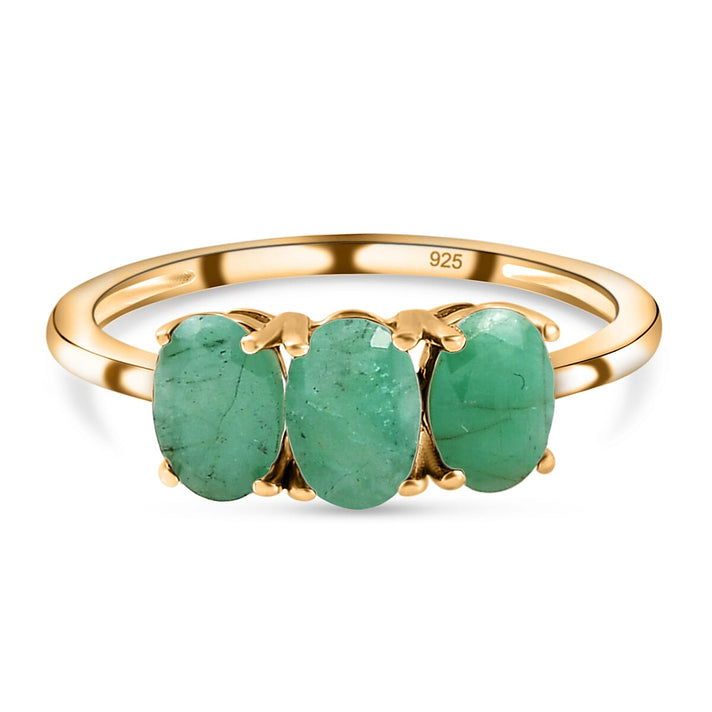 Emerald Trilogy Ring in 14K Gold Overlay Sterling Silver 7442178 1