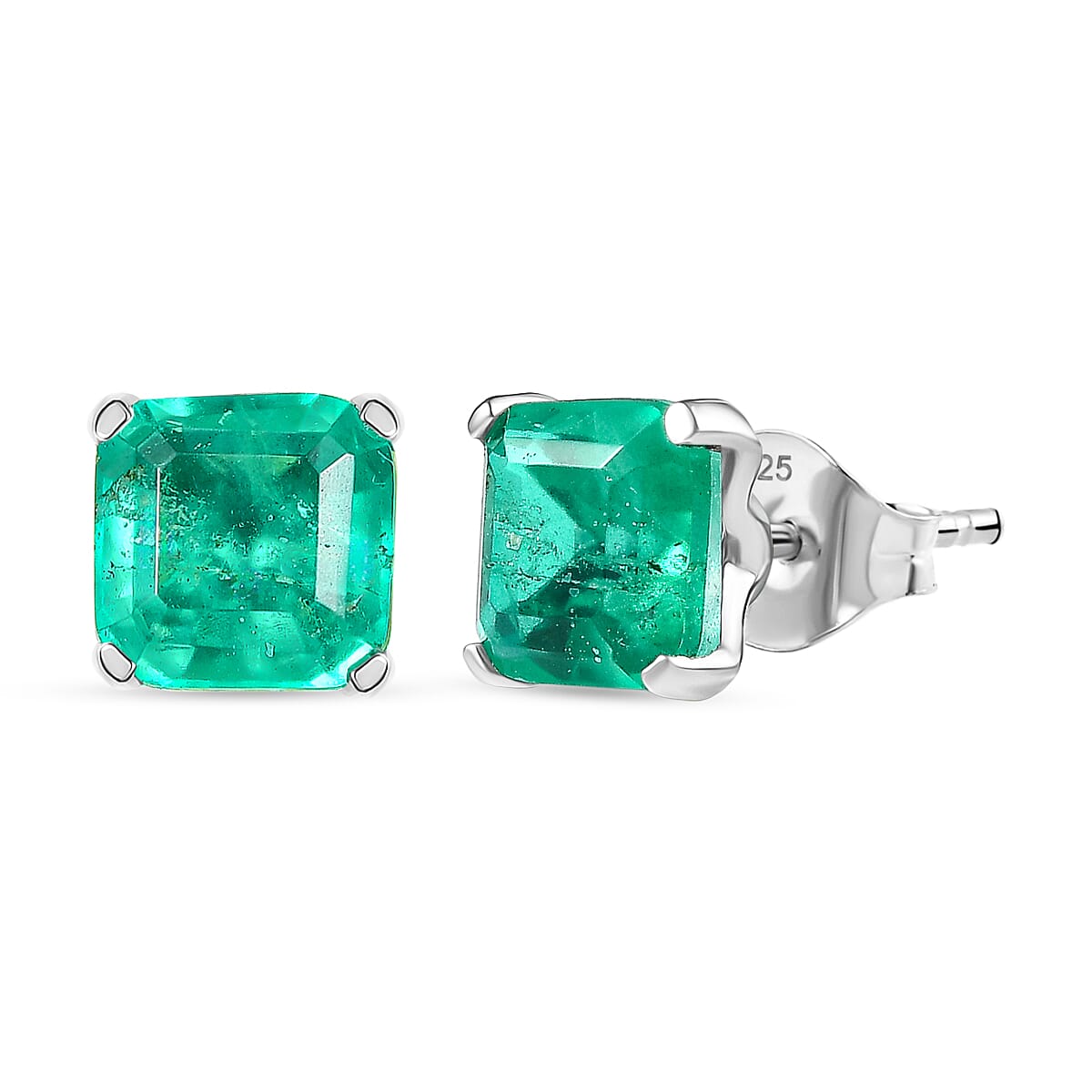 Emerald Triplet Quartz Earring in Platinum Overlay Sterling Silver 3.44 Ct. 8275650 0