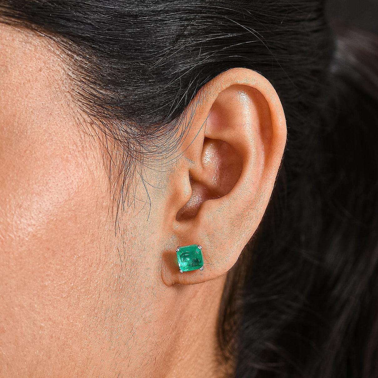 Emerald Triplet Quartz Earring in Platinum Overlay Sterling Silver 3.44 Ct. 8275650 3