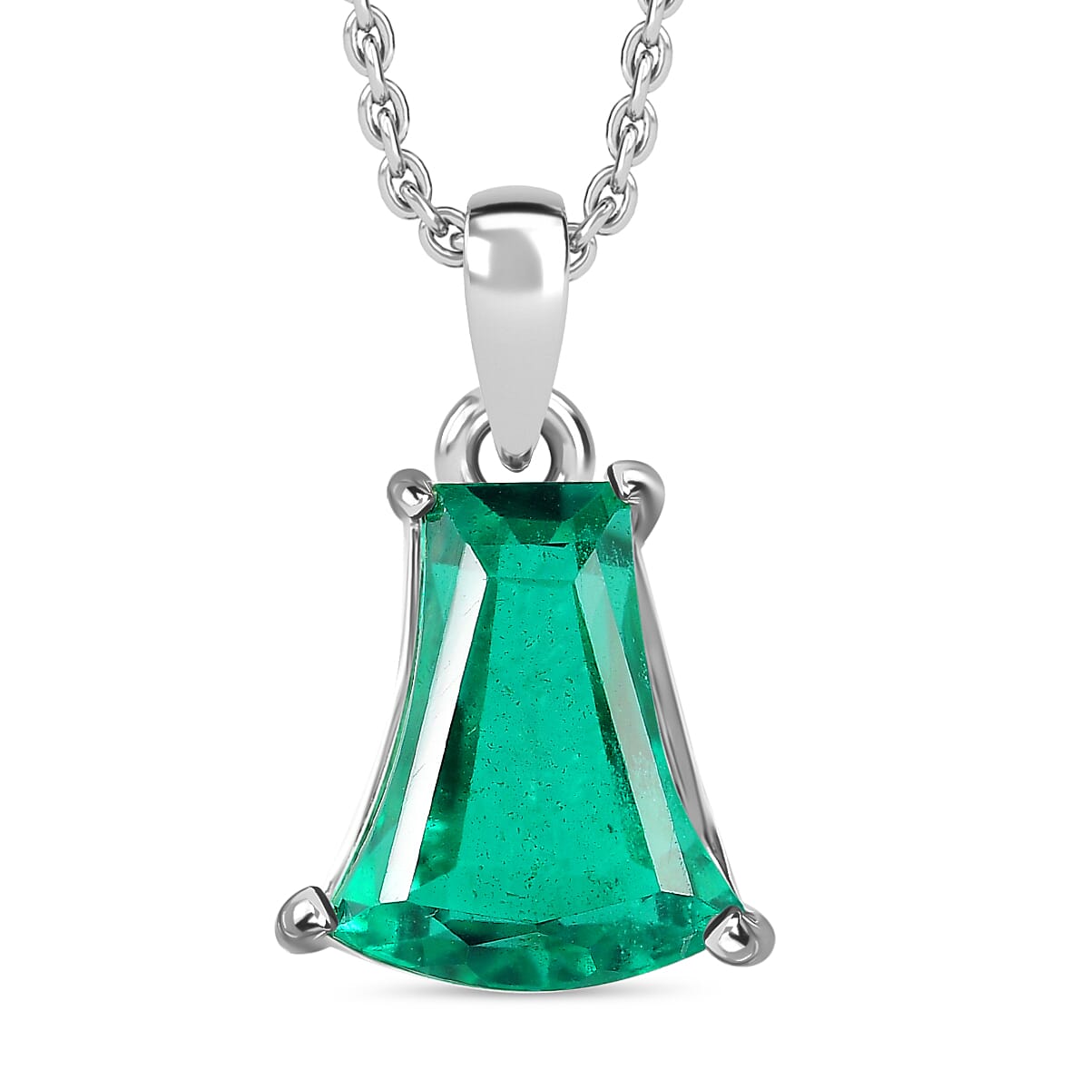 Emeraldine  Quartz Solitaire Pendant in Platinum Overlay Sterling Silver 5.00 Ct. 4300022 0