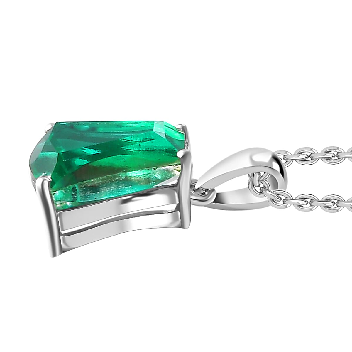 Emeraldine  Quartz Solitaire Pendant in Platinum Overlay Sterling Silver 5.00 Ct. 4300022 4