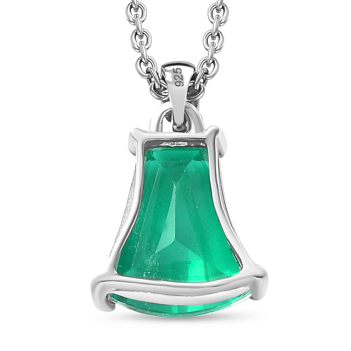 Emeraldine  Quartz Solitaire Pendant in Platinum Overlay Sterling Silver 5.00 Ct. 4300022 5