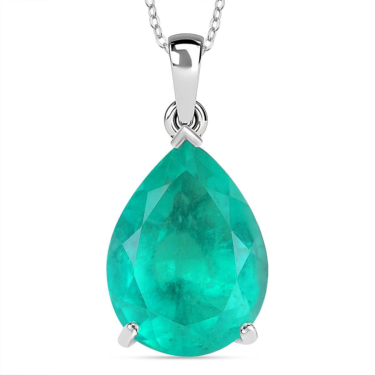Emeraldine Triplet Quartz Pendant with Chain (Size 20) in rhodium Sterling Silver  16.850  Ct. 4299143 0