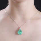 Emeraldine Triplet Quartz Pendant with Chain (Size 20) in rhodium Sterling Silver  16.850  Ct.