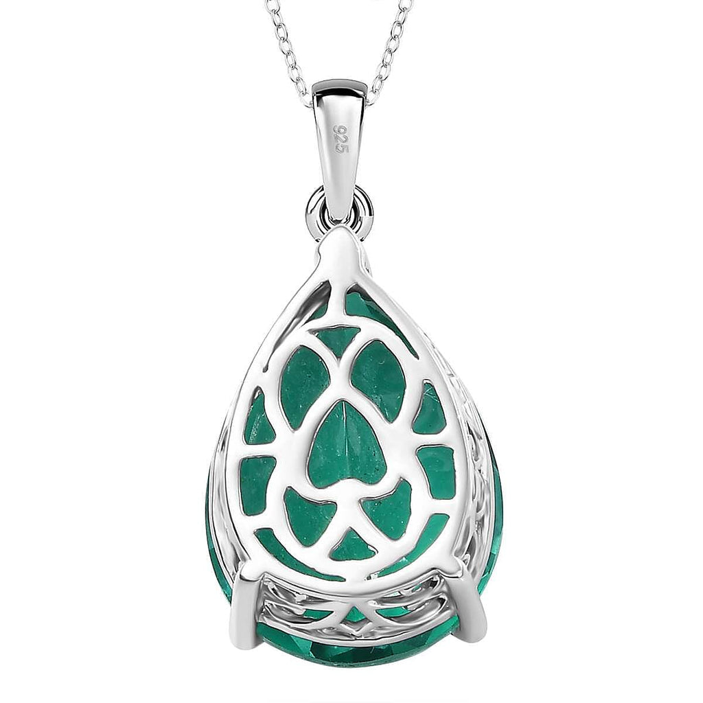 Emeraldine Triplet Quartz Pendant with Chain (Size 20) in rhodium Sterling Silver  16.850  Ct.