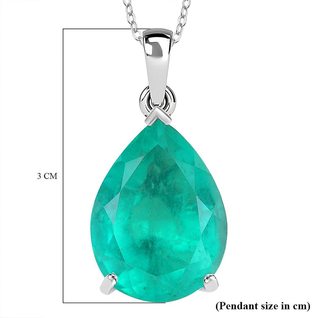 Emeraldine Triplet Quartz Pendant with Chain (Size 20) in rhodium Sterling Silver  16.850  Ct.