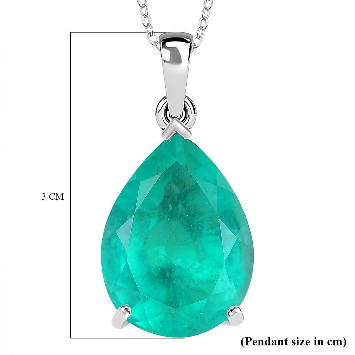 Emeraldine Triplet Quartz Pendant with Chain (Size 20) in rhodium Sterling Silver  16.850  Ct. 4299143 5