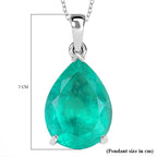 Emeraldine Triplet Quartz Pendant with Chain (Size 20) in rhodium Sterling Silver  16.850  Ct.