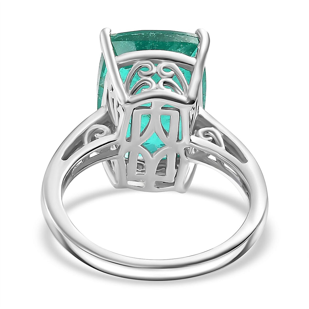 Emeraldine Quartz  Ring in rhodium Sterling Silver 7.60 ct,