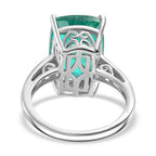 Emeraldine Quartz  Ring in rhodium Sterling Silver 7.60 ct,
