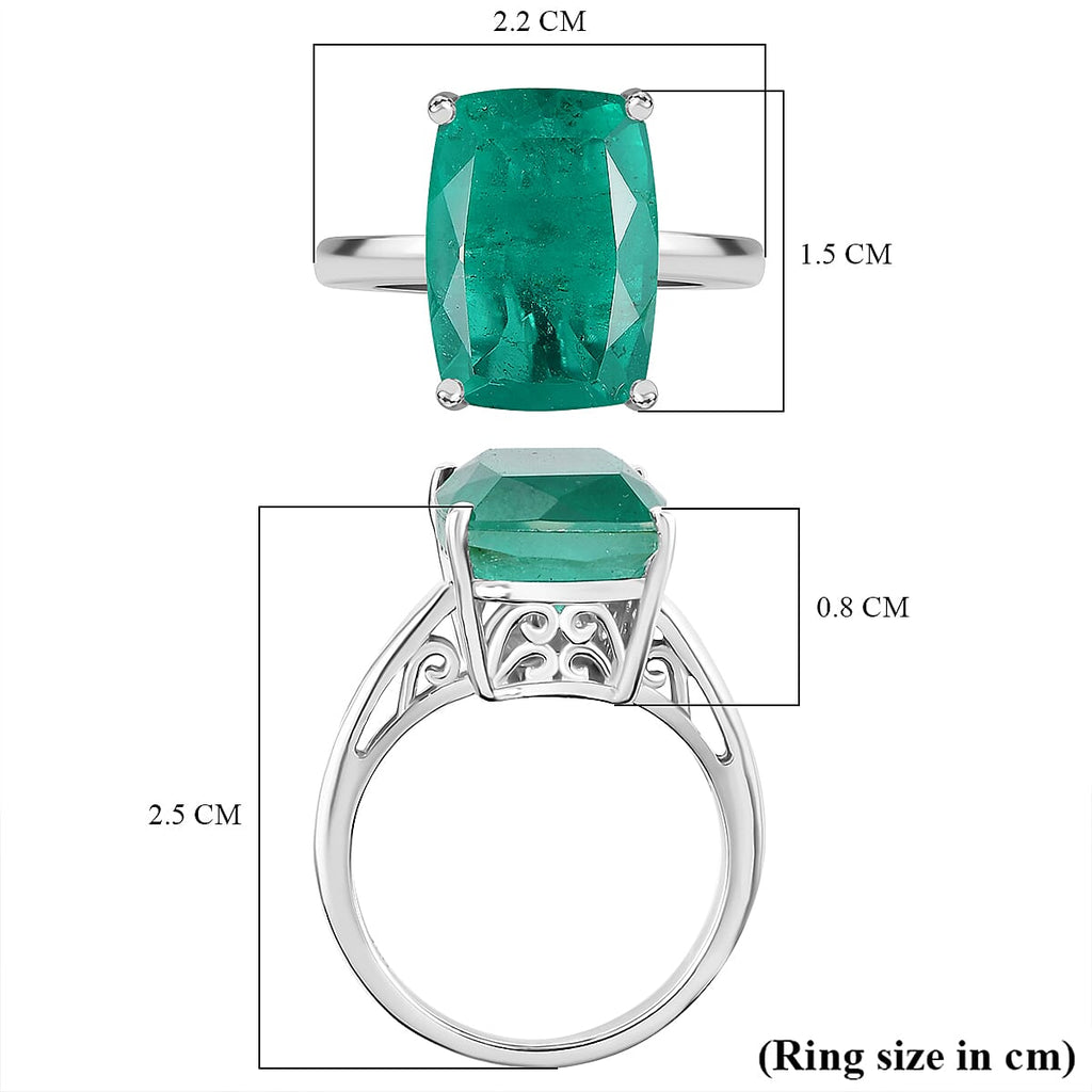 Emeraldine Quartz  Ring in rhodium Sterling Silver 7.60 ct,