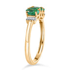 AAA Gemfields Emerald & White Diamond 3 Stone Ring in 18K Vermeil Yellow Gold Plated Sterling Silver