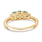 AAA Gemfields Emerald & White Diamond 3 Stone Ring in 18K Vermeil Yellow Gold Plated Sterling Silver