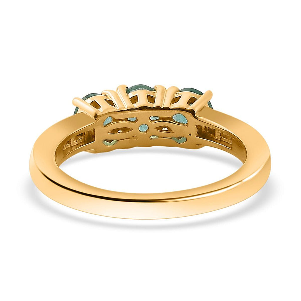 AAA Gemfields Emerald & Diamond Trilogy Ring in 18K Vermeil Yellow Gold Plated Sterling Silver 1.01 Ct